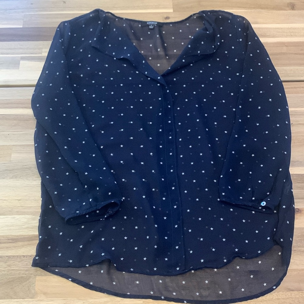 Premise Studio Women’s Star Sheer 3/4 Length Sleeve Blouse - Size S